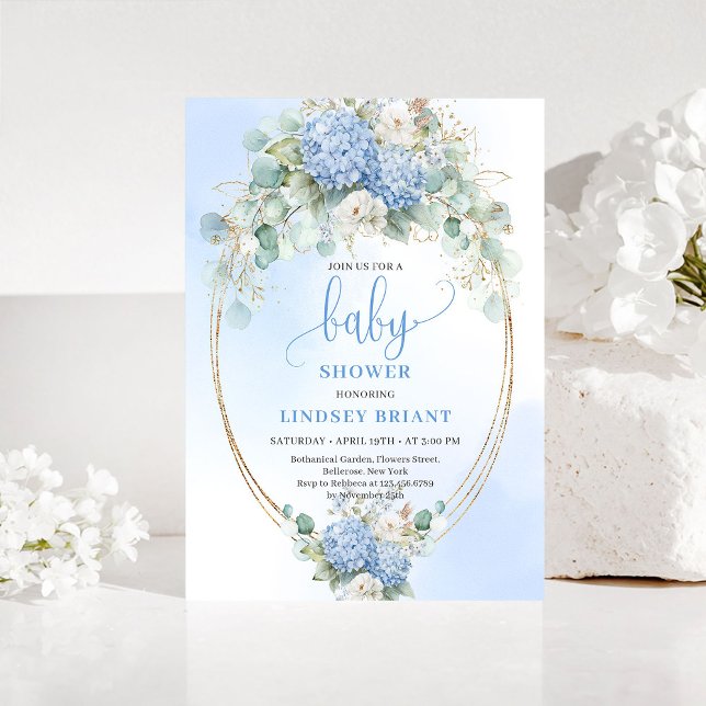 Timeless Blue Hydrangeas Baby Shower Invitation (Timeless Blue Hydrangeas Baby Shower Invitation)