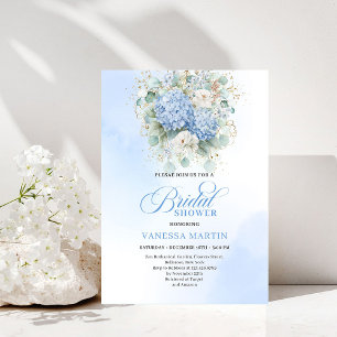 Timeless Blue Hydrangeas Bridal Shower Invitation