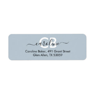 Timeless - Blue Mist Monogram Address Label