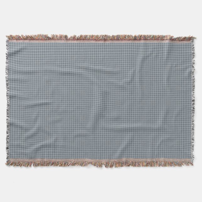 Timeless Blue Plaid Round Throw Pillow Blanket (Front)