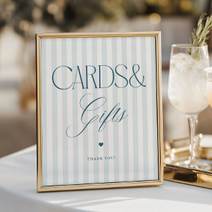 Timeless Blue Stripes Cards and Gifts Wedding Sign