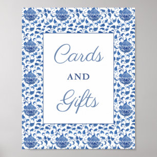 Timeless Blue White Cards And Gifts Bridal Shower Poster