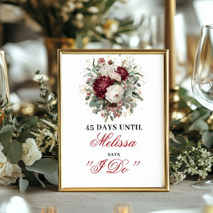 Timeless Blush Burgundy Countdown Bridal Sign