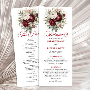 Timeless Blush Burgundy Floral Wedding Program Programme