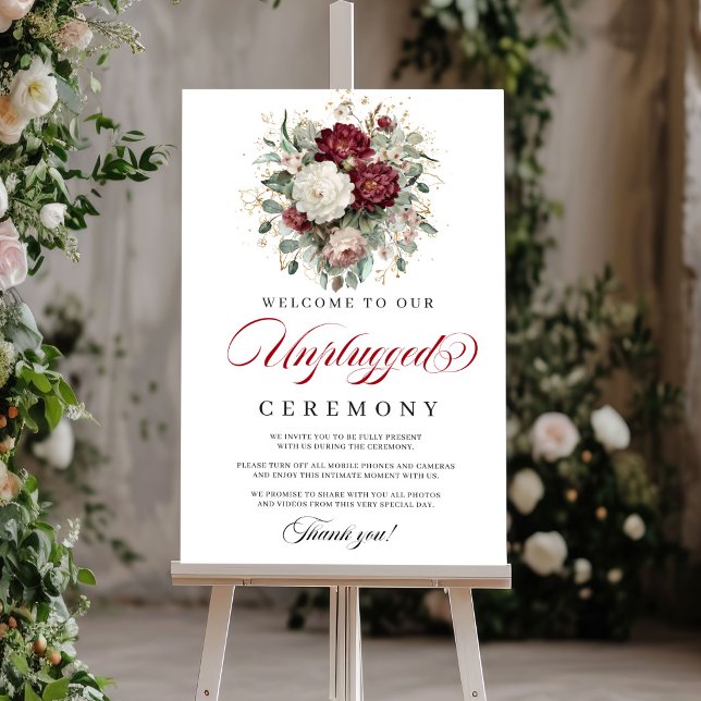 Timeless Blush Burgundy Unplugged Ceremony Poster (Timeless Blush Burgundy Unplugged Ceremony)