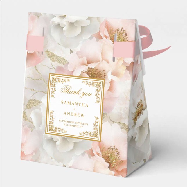 Timeless Blush Ivory Gold Wedding Thank You Box (Timeless Blush Ivory Gold Wedding Thank You Box)