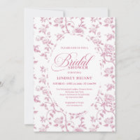 Timeless Blush Pink Toile Roses Pattern Bridal Sho