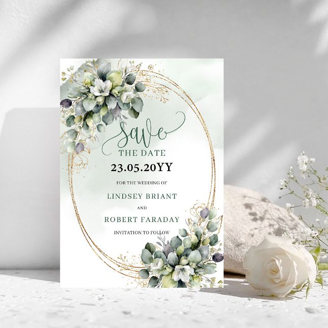 Timeless Bohemian Eucalyptus Save The Date Card (Timeless Bohemian Eucalyptus Save The Date Card)