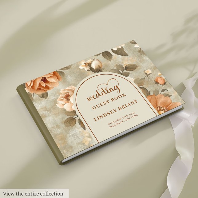 Timeless Boho Copper Ivory Sage Floral Wedding Guest Book (Timeless Boho Copper Ivory Sage Floral Wedding Guest Book)