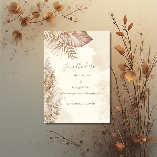 Timeless Boho Neutral Wedding Save the Date Invitation (Creator Uploaded)