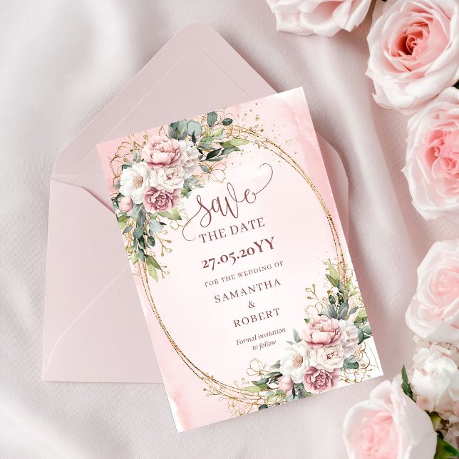 Timeless Boho Rose Gold Greenery Save The Date (Timeless Boho Rose Gold Greenery Save The Date)