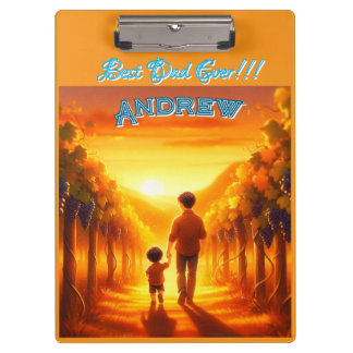 Timeless Bond – Father & Child Vineyard Sunset Clipboard