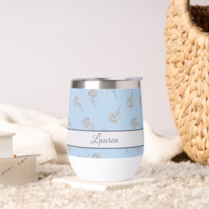 Timeless Botanical Bloom Soft Blue Monogram 