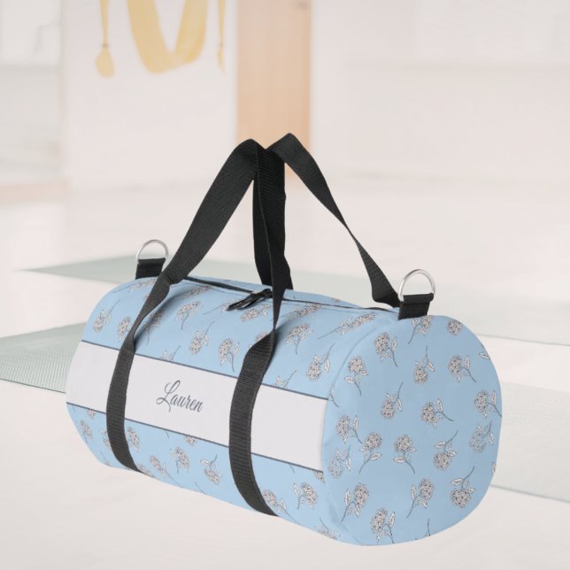 Timeless Botanical Bloom Soft Blue Monogram  Duffle Bag (Creator Uploaded)