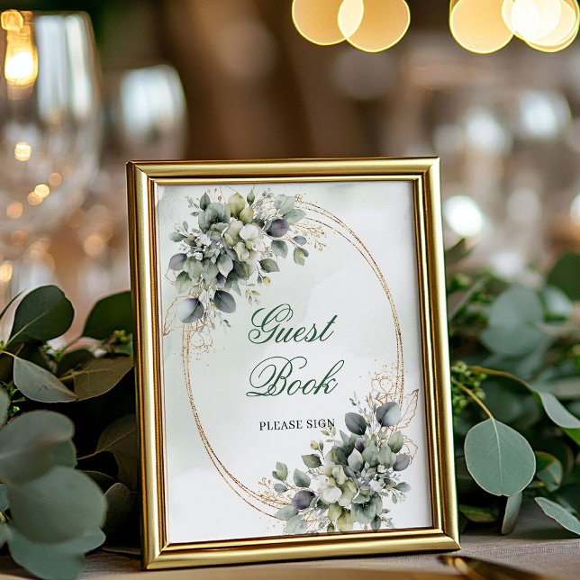 Timeless Botanical Guest Book Tabletop Sign (Timeless Botanical Guest Book Tabletop Sign)