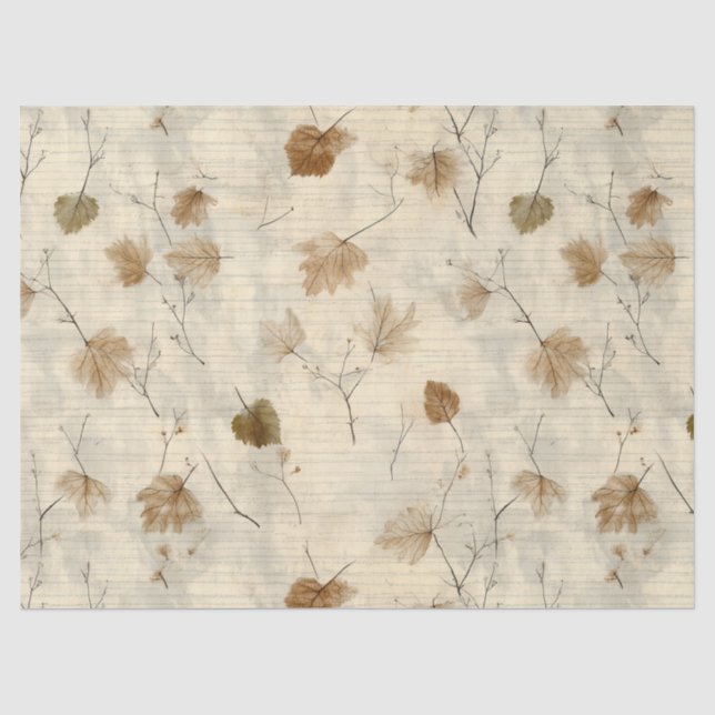 Timeless Botanical – Leaf in Warm Neutrals (10) Tissue Paper (Front)