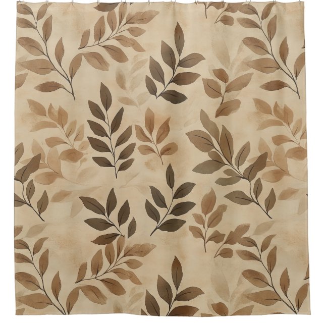 Timeless Botanical – Leaf in Warm Neutrals (5) Shower Curtain (Front)