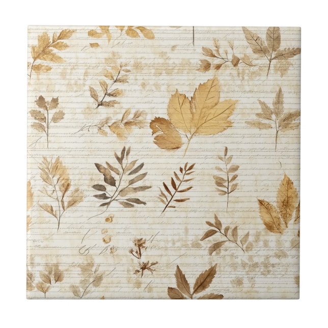 Timeless Botanical – Leaf in Warm Neutrals (9) Tile (Front)