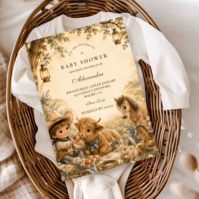 Timeless Boy Western Boho Baby Shower Invitation (Creator Uploaded)