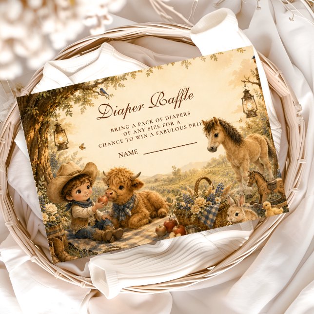 Timeless Boy Western Boho Diaper Raffle Enclosure Card (Creator Uploaded)
