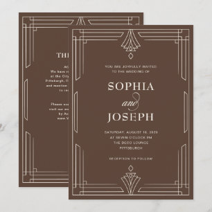 Timeless Brown   QR Code All in One Wedding Invitation
