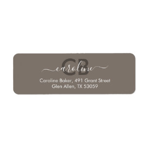 Timeless - Brownish Beige Monogram Address Label