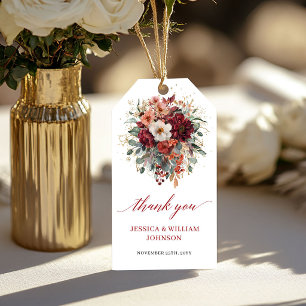 Timeless Burgundy Gold Eucalyptus Autumn wedding f Gift Tags