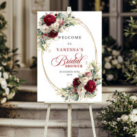 Timeless Burgundy White Floral Boho Bridal Showr 