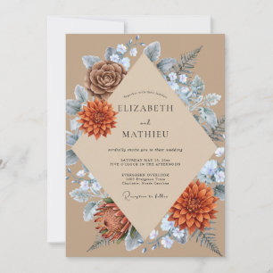 Timeless Burnt Orange Dahlia Wedding Invitation