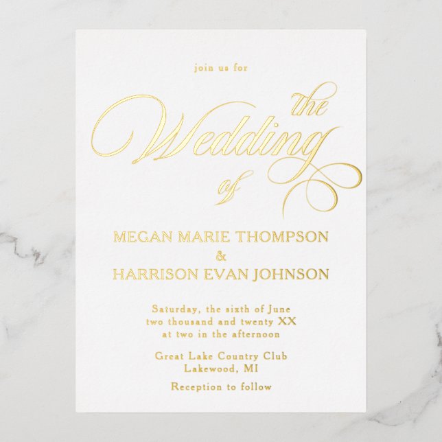 Timeless Calligraphy Classic Wedding Invitation (Front)