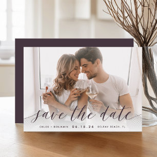 Timeless Calligraphy Horizontal Photo Save The Date