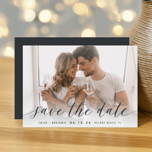 Timeless Calligraphy Horizontal Photo Save The Date