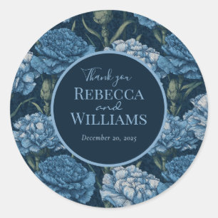 Timeless Carnation Sparkle Floral Wedding Classic Round Sticker