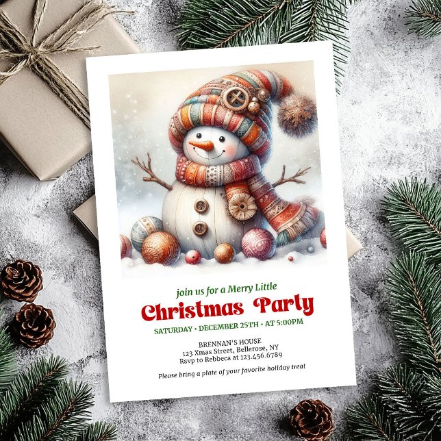 Timeless cartoon snowman kids invitation digital (Timeless cartoon snowman invitation digital festive decor

)