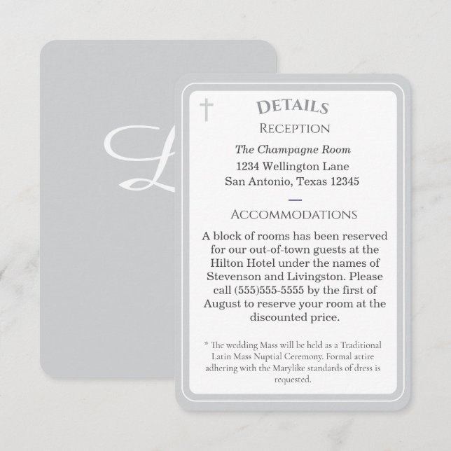 Timeless Catholic Monogrammed Enclosure Card (Front/Back)