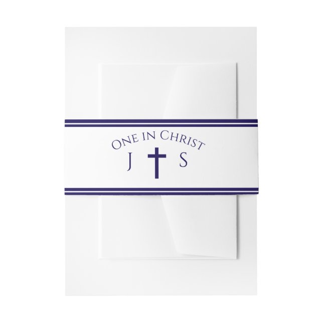 Timeless Catholic Monogrammed Invitation Belly Band (Front Example)