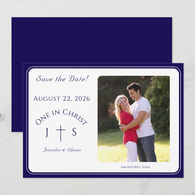 Timeless Catholic Monogrammed Wedding  Save The Date (Front/Back)