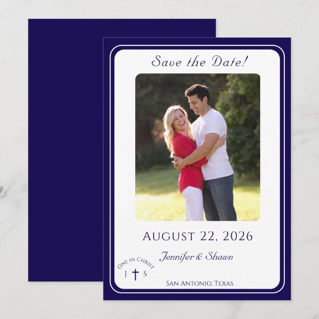 Timeless Catholic Monogrammed Wedding  Save The Date (Front/Back)