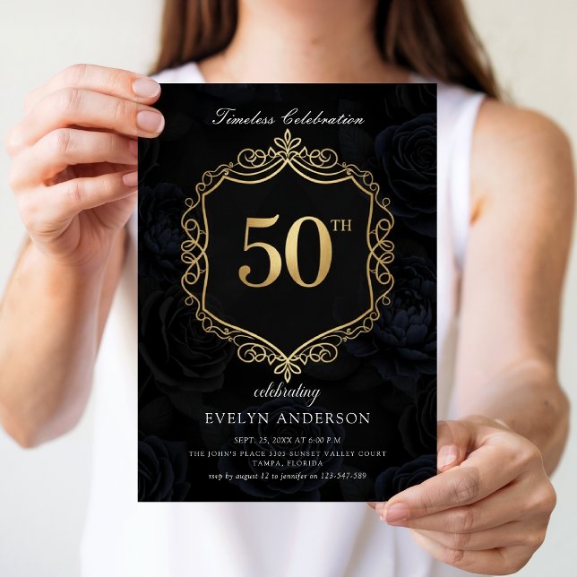 Timeless Celebration Black and Gold 50th Birthday (Creator Uploaded)