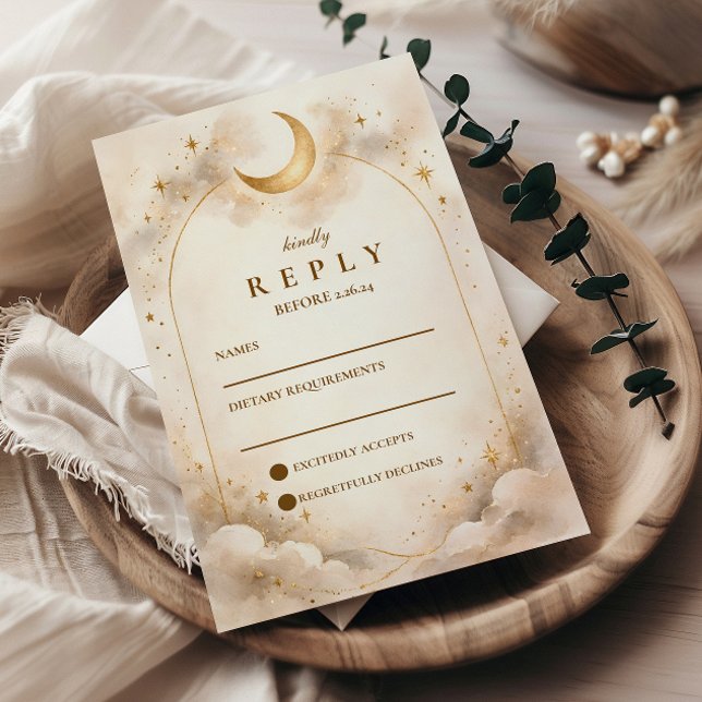 Timeless Celestial Romance Wedding RSVP Card (Creator Uploaded)