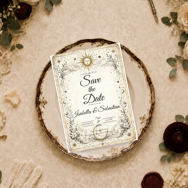 Timeless Celestial Sun Moon Wedding Save The Date (Creator Uploaded)