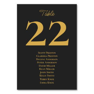 Timeless Charcoal Black Gold Seating Assignment Table Number