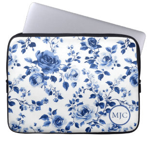 Timeless Charm: Blue Toile Rose iPad Smart Cover