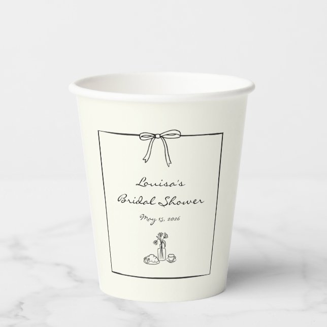 Timeless Chic Coquette Bow Bridal Shower Brunch  Paper Cups (Front)