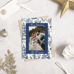 Timeless Chinoiserie Toile De Jouy Photo Christmas Holiday Card