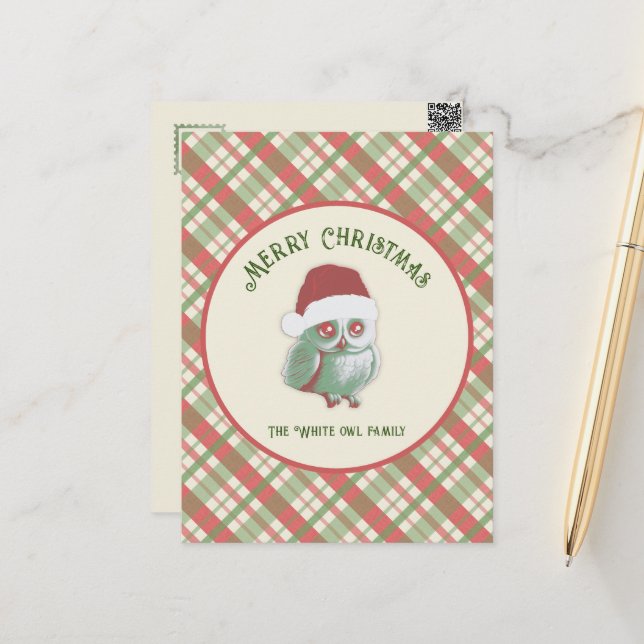 Timeless Christmas Plaid Postcard (Front/Back In Situ)