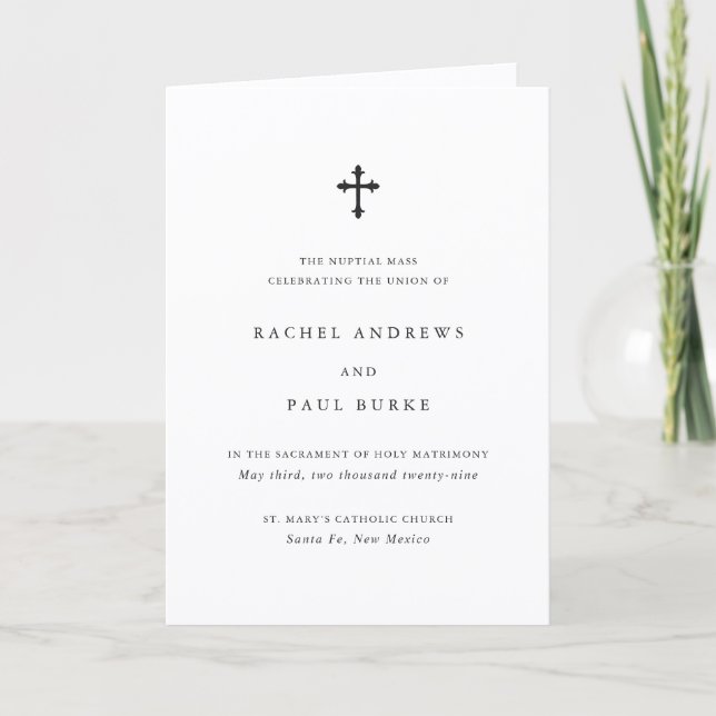 Timeless Classic Formal Catholic Wedding Programme (Front)
