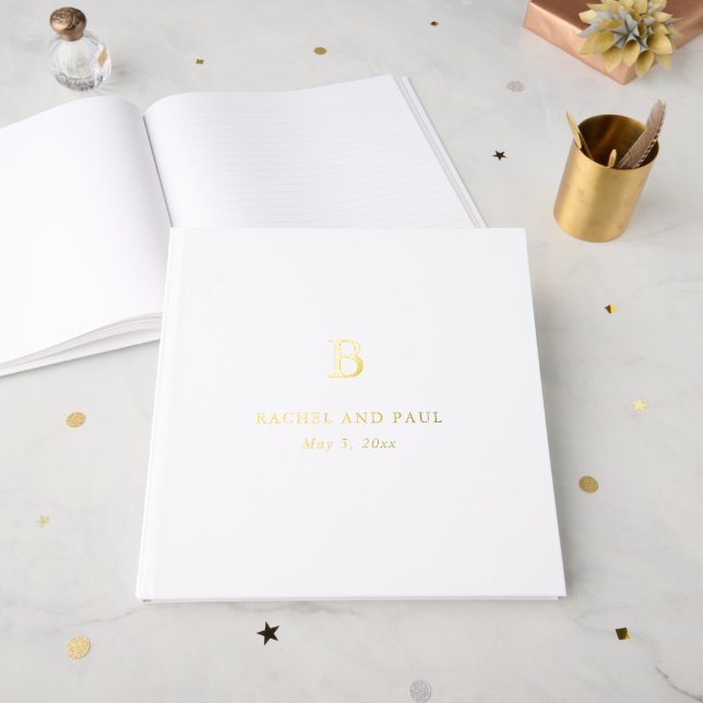 Timeless Classic Formal Monogram Wedding Guest Book (Front Open)