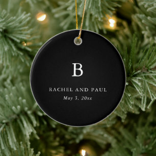 Timeless Classic Formal Photo Monogram Wedding Ceramic Tree Decoration