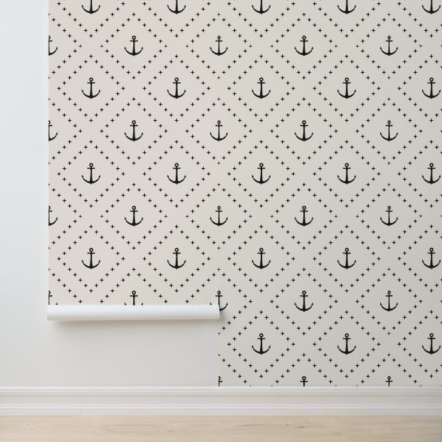 Timeless Classic Nautical Anchor Pattern Wallpaper (Application)